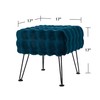 Warmaxx Teal Square Faux Fur Bubble Ottoman Soft Fuzzy Entryway