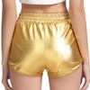 Perfashion - Pantalones cortos metálicos brillantes para mujer, Oro, 6-8