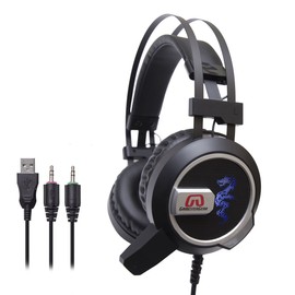 GamesterGear Falcon Over The Ear Stereo Pc Gaming Headset 3.5mm Surround Sound Audio with Omnidirectional Microphone - Led Lights - Volume Control
