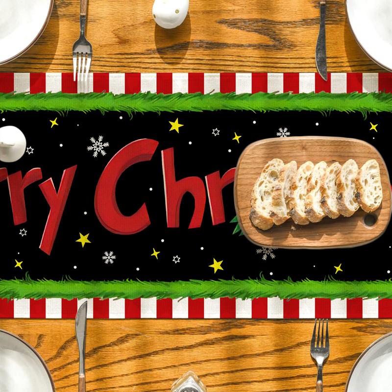 Christmas Table Runner Navidad Kitchen Dining Table Centerpiece Winter Xmas