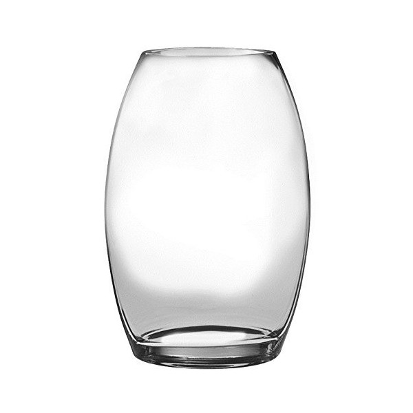 Barski - Handmade Glass - Oval Shaped Vase - Clear - 12 "H ( 12 Inches High) Made in Europe