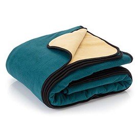 Waterproof Blanket Cover 60âx80â for People, Dogs, Cats or Any Pets - 100% Waterproof Furniture or Mattress Protector (Navy Teal / Butter Pecan)