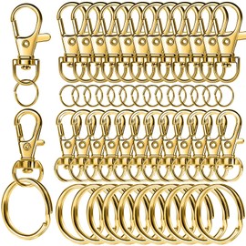LEOBRO 60 PCS Swivel Snap Hooks and Key Rings, Keychain Clips and Key Chain Rings, Keychain Making Kit, for Key Chains, Jewelry Making, Crafts, Gold