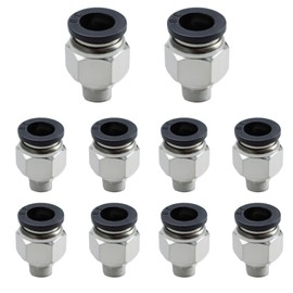 AUXBC 10PCS Push to Connect Fittings, 3/8" Tube OD x 1/8" NPT Male Straight Pneumatic Quick Connect Air Fittings for Air Compressor, Air Ride Suspension System