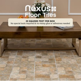 Nexus Self Adhesive 12-Inch Vinyl Floor Tiles, 20 Tiles - 12" x 12", Quartose Granite Pattern - Peel & Stick, DIY Flooring for Kitchen, Dining Room, Bedrooms & Bathrooms by Achim Home Decor