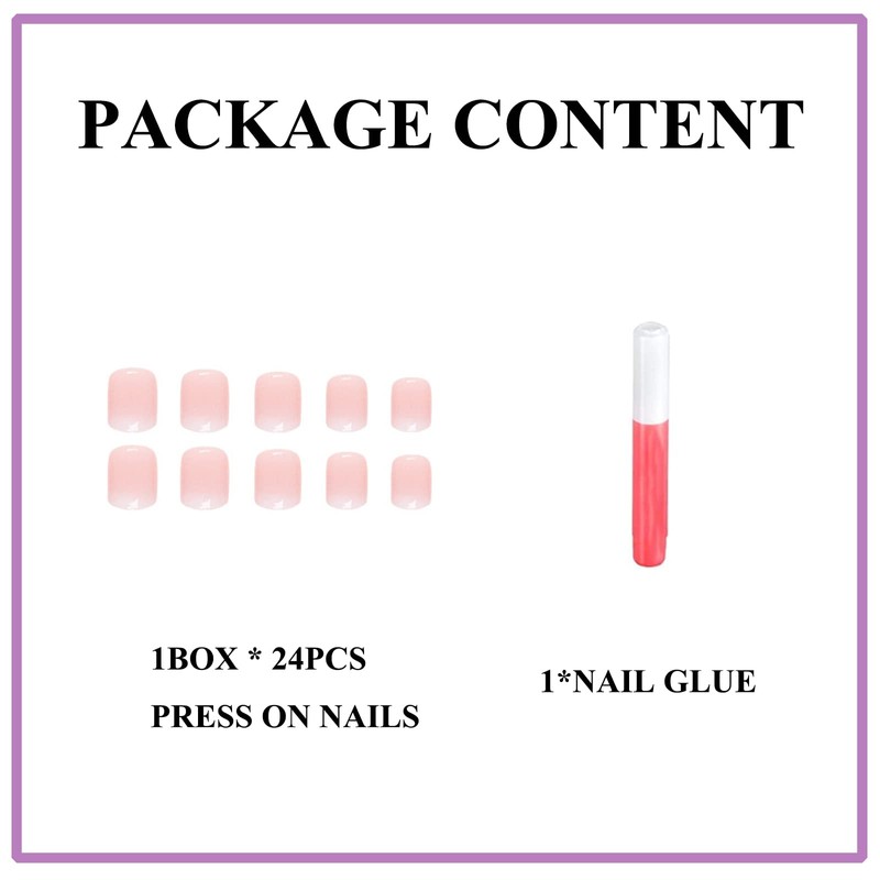 MERVF Short Press on Nails Square Fake Nails White Ombre