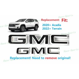 Auto GMC 2PCS Set Front Rear White Black GMC Emblem Badge Fit 2020+ Acadia 2022+ Terrain
