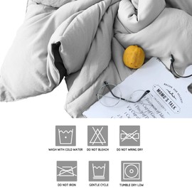 KASENTEX All Season Down Alternative Quilted Comforter Set Reversible Ultra Soft Duvet Insert Hypoallergenic Machine Washable, King, Quartz Silver/Pebble Grey