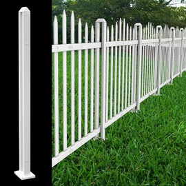 Patio Garden Fence 34.6" H Picket Fence Post Kit for Curved Top, Vinyl PVC Decorative Fence for Front Yard Porch Pool Air Conditioner Dog Fencing