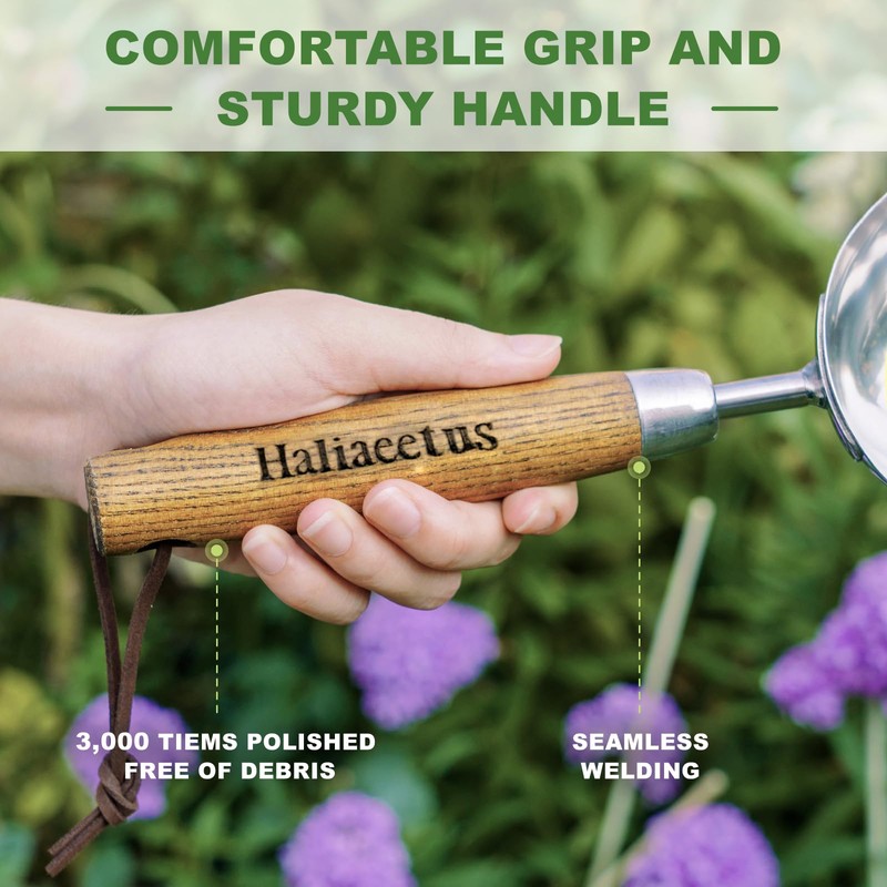 Haliaeetus Potting Soil Scoop, Bend-Proof Stainless Steel Garden Scoop, 1