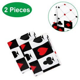 PHOGARY 2 Pieces Casino Theme Tablecloth, Poker Table Cover Casino Disposable Plastic Rectangular Tablecover for Playing Card Birthday Party Favors Supplies
