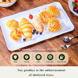 MIYOPESI 17-Inch Melamine Tray (Set of 2) - Unbreakable and Reusable Plastic Platters with Ceramic Feel, Stackable and Dishwasher-Safe - Versatile for All Meals
