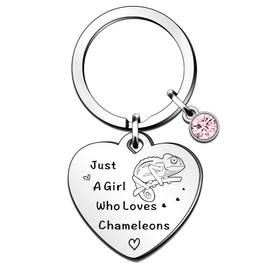 QMVMV Funny Chameleon Keyring Gifts Animal Lover Gift Just A Girl Who Loves Chameleons Chameleon Lover Gift For Women Girls, Who Loves Chameleons Keyring