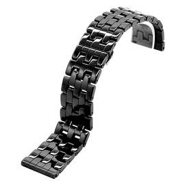 Kai Tian Ceramic Bracelet 20 mm 22 mm Quick Release Bracelets for Men Women Stainless Steel Butterfly Clasp Conical Black White, black, Bracelet