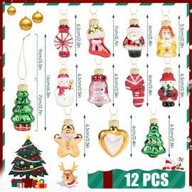 12PCS Glass Christmas Ornaments for Christmas Tree Vintage Christmas Hanging Ornaments for Tree Wreaths Christmas Hanging Christmas Decor for Home Xmas Winter Party