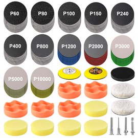 199 Pieces 3 Inch Sanding Disc, GOH DODD Headlight Restoration Kit Hook and Loop Sanding Pads 60 to 10000 Grit Wet Dry Sandpaper with 1/4“ 1/8" Shank, Backer, Polishing Pads and Interface Pad