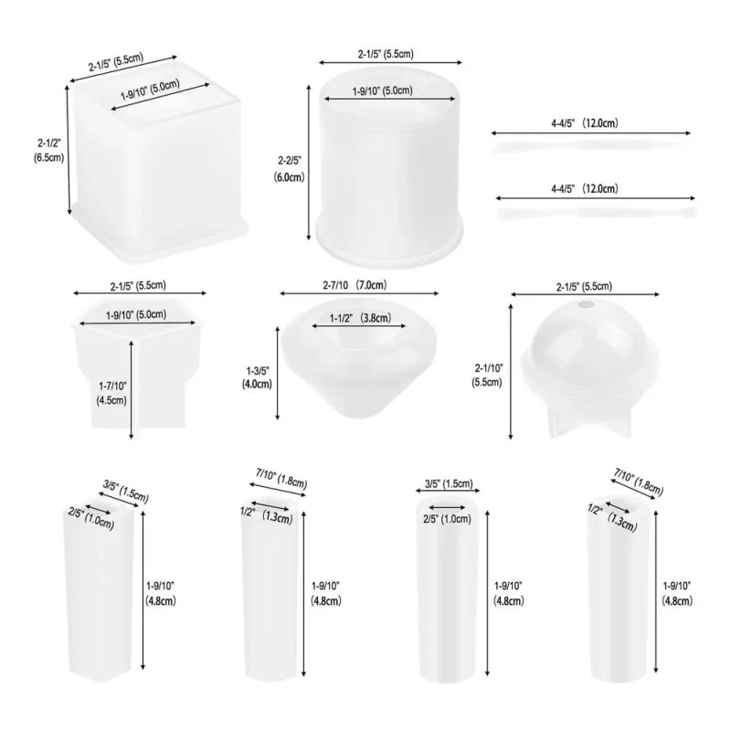 11 Piezas Moldes Resina Silicona Kit Molde Para Fundición Re