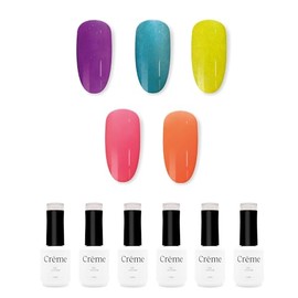 Crême Nails | Gama de 5 esmaltes en gel | Esmalte en Gel Orgánico para decoración de uñas | 5 Esmaltes de 15ml de Alta pigmentación | Gel Semipermanen