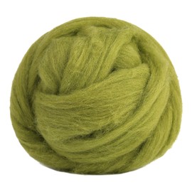 3.53oz Wool Roving Yarn, Fiber Roving Wool Top, Wool Felting Supplies, Pure Wool, Chunky Yarn, Spinning Wool Roving for Needle Felting Wet Felting DIY Hand Spinning (Grass Green)