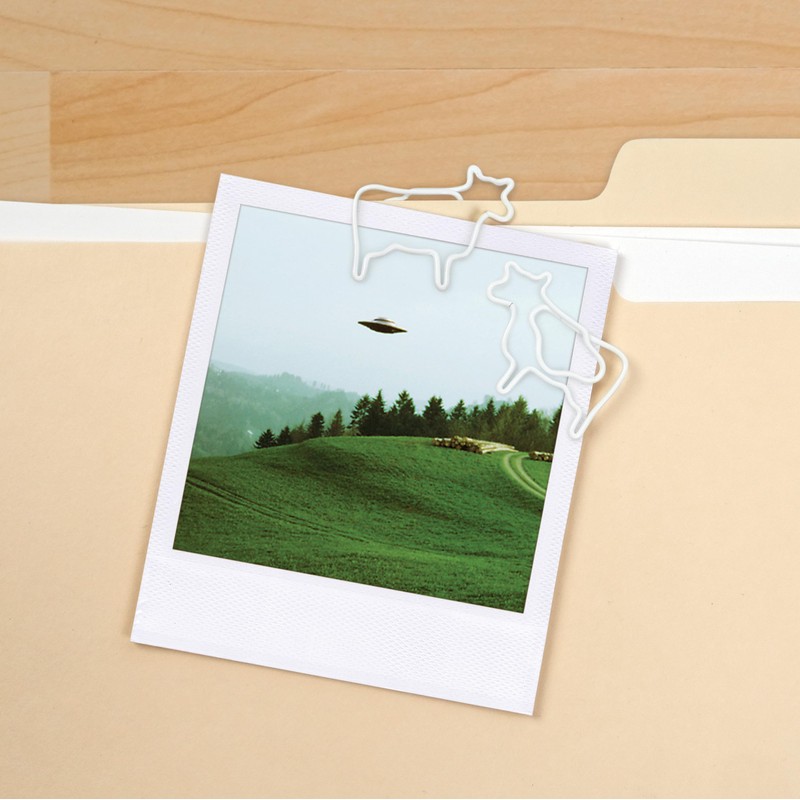 Genuine Fred Filing Saucer Paperclip Dispenser UFO Holder with Cow