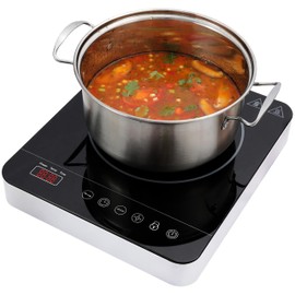 Weceleh Portable Single Induction Cooktop Hot Plate Countertop Burner Cooker 1 Burner, 1800W, 9 Power Levels, 10 Temp Levels, Timer, Auto-Shut-Off, Touch Panel, LED Display, Child Lock, Black