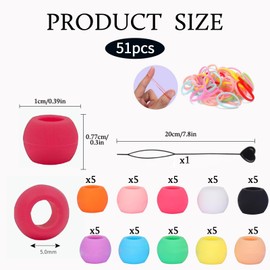 50 Pcs Silicone Hair Beads, Silicone Beads for Hair, Beads for Hair Braids, Soft Colorful Hair Beads for Girls, Small Hair Beads, Bulk Hair Accessories for Braids (0.4 Inch)