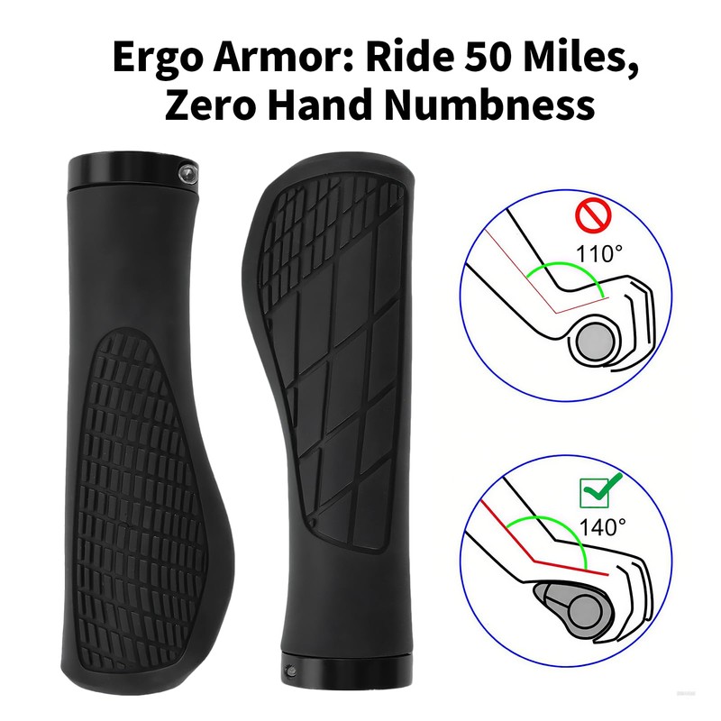 1 Pair Bicycle Handlebar Grips, Non-Slip Durable Soft Rubber for