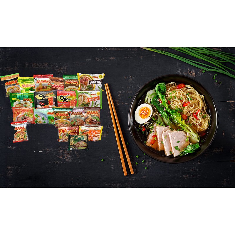 HCG MAMA Top Ramen Instant Noodles With Chopsticks, Mama Party