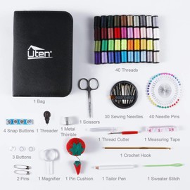 Sewing Kit DIY Supplies Organizer Filled with Scissors Thimble Thread Sewing Needles Tape Measure for Beginner, Traveler and Emergency Clothing Fixes