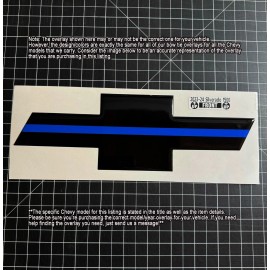 3M™ Fits 2014-2024 Silverado *ONLY* DOMED emblem overlay precut Black w/Thinblueline - 2014-2024 (ALL) REAR