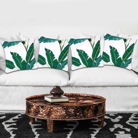 Betadistor Green Cushion Covers 45 x 45 cm Tropical Pacific Romantic Feelings Art Decorative Throw Pillow Covers Soft Pillowcases for Sofa Garden Patio Home Decor Pack 4, Tropical Green, ZX512-0237