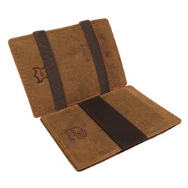 STILORD 'Mago' Magic Wallet with Coin Compartment Made of Real Leather for Men Credit Card Holder RFID Protection Small Wallet in Vintage Look, Bergamo - Brown, coin purse