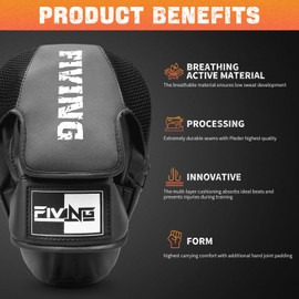 Boxing Pads for Men, Women, & Kids, Leather Focus Mitts for Martial Arts, Boxing Training, Curved Punch Mitts for Karate, Kickboxing,Muay Thai, Taekwondo Black/White