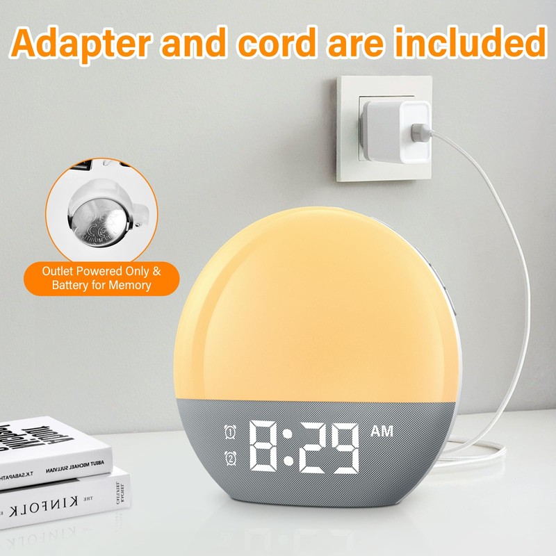 OHFAMO Daylight Alarm Clock, Sunrise Alarm Clock with Digital Dual