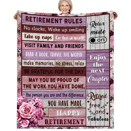Retirement Gifts for Women, 50x60 Inches Retirement Blanket Happy Retirement Gifts for Women Coworker Teacher Retirement Gift Going Away Gifts Ideas