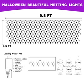 FUNPENY Christmas Net Lights, 9.8ft x 6.6ft 200 LED Mesh Decor with 8 Modes Waterproof Connectable Xmas Decorations for Outdoor Outside Bushes Yard Lawn Patio Tree Garden Party (Purple)