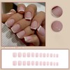 French Tip Press On Nails Short Fake Nails Square Glossy