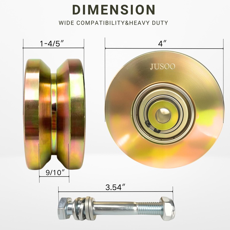 JUSOO 4-inch Diameter x 1.8-Inch Wide V Groove Sliding Gate