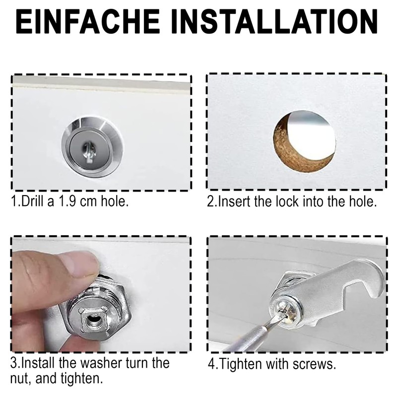 Chtaoxin Letterbox Lock, 16mm Mailbox Cabinet Cam Lock with 4