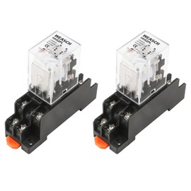 Weasch 2Pcs Electromagnetic Power Relay, HH52PL, AC 24V Coil, DPDT 2NO 2NC, 8 Pins, LED Indicator Light, with Plug-in Terminal Socket Base (2)