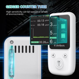 Modern Household Geiger Counter ABS Nuclear Radiation Detector for Radioactive Dose Radiation Survey Meter for X Beta Gamma RayColor: white, Accuracy: 0.01, Measurement Range: 0-10000 µSv/h