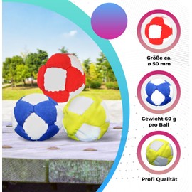 Footbag Juggling Balls Set of 3. 3 Coloured Balls.