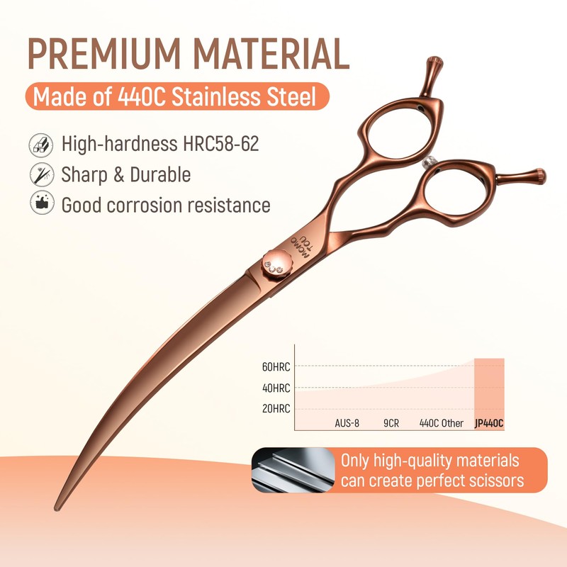 Momotou 45° Super Curved Dog Grooming Scissors 7.5'' Matte Bronze
