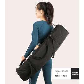 EONSHINE Muti-Functional Canvas Yoga Mat Bag, Smooth Full Zip Exercise Yoga Mat Carrier Travel Duffle Bag with Adjustable Strap, Fits Most Size Yoga Mats, Piece of 1 (Black)