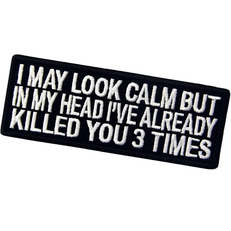 I May Look Clam Embroidered Velcro Patch that looks calm