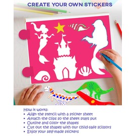 Toysical Drawing Stencils Set for Kids with Sticker Sheets - Gifts for Girls Ages 2, 3, 4, 5, 6 and 7 Year Old - Activity and Art N Crafts Kit - Awesome for Birthday (Pink)