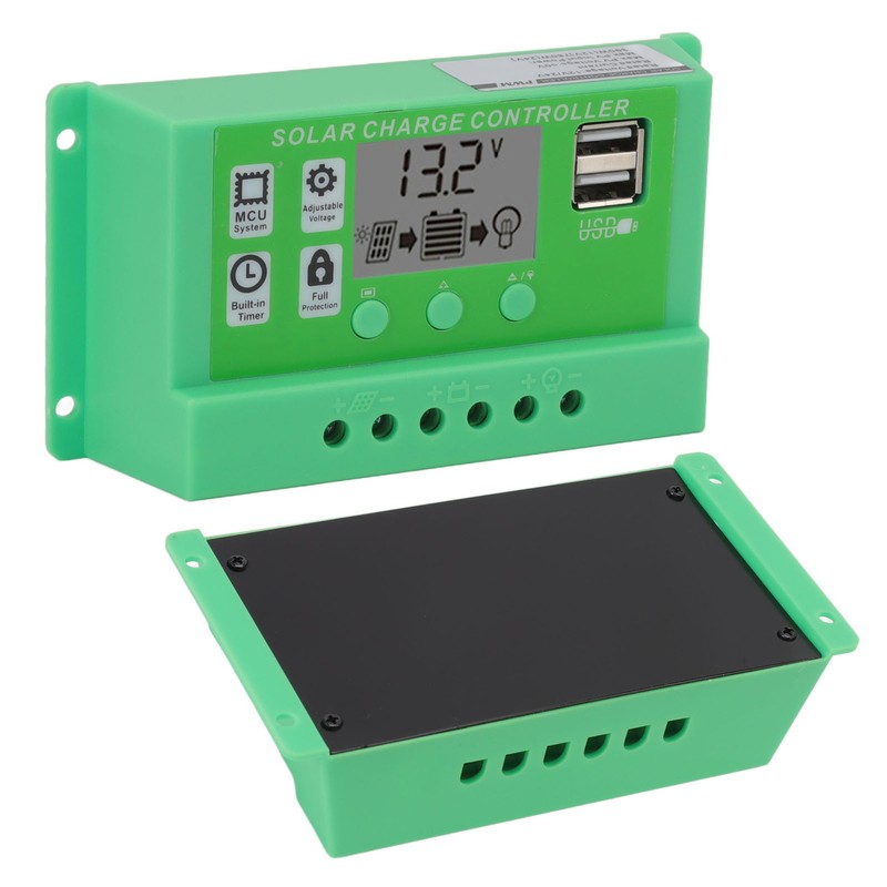 Green PWM Solar Charge Controller LCD Large Screen Display Photovoltaic