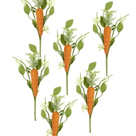Pack of 6 Artificial Jute Wrapped Carrot Stems by Factory Direct Craft - Carrot Picks for Easter Decorating and Spring Displays