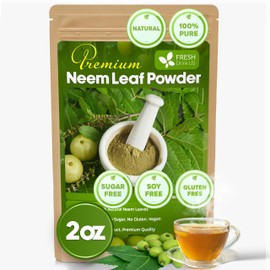FreshDrinkUS, Premium 2oz Neem Leaf Powder, 100% Natural and Pure from Neem Leaves Dried, for Hair and Skin, No Additives, No Gluten, No Sugar, Vegan