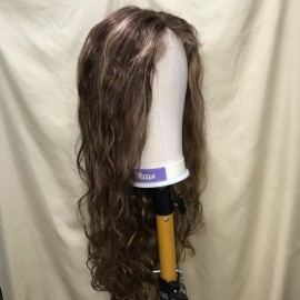 Unbranded 28In T13x4 Lace Front Half Human Hair Blended Bodywave Wig 4/27 Highlighted Remy